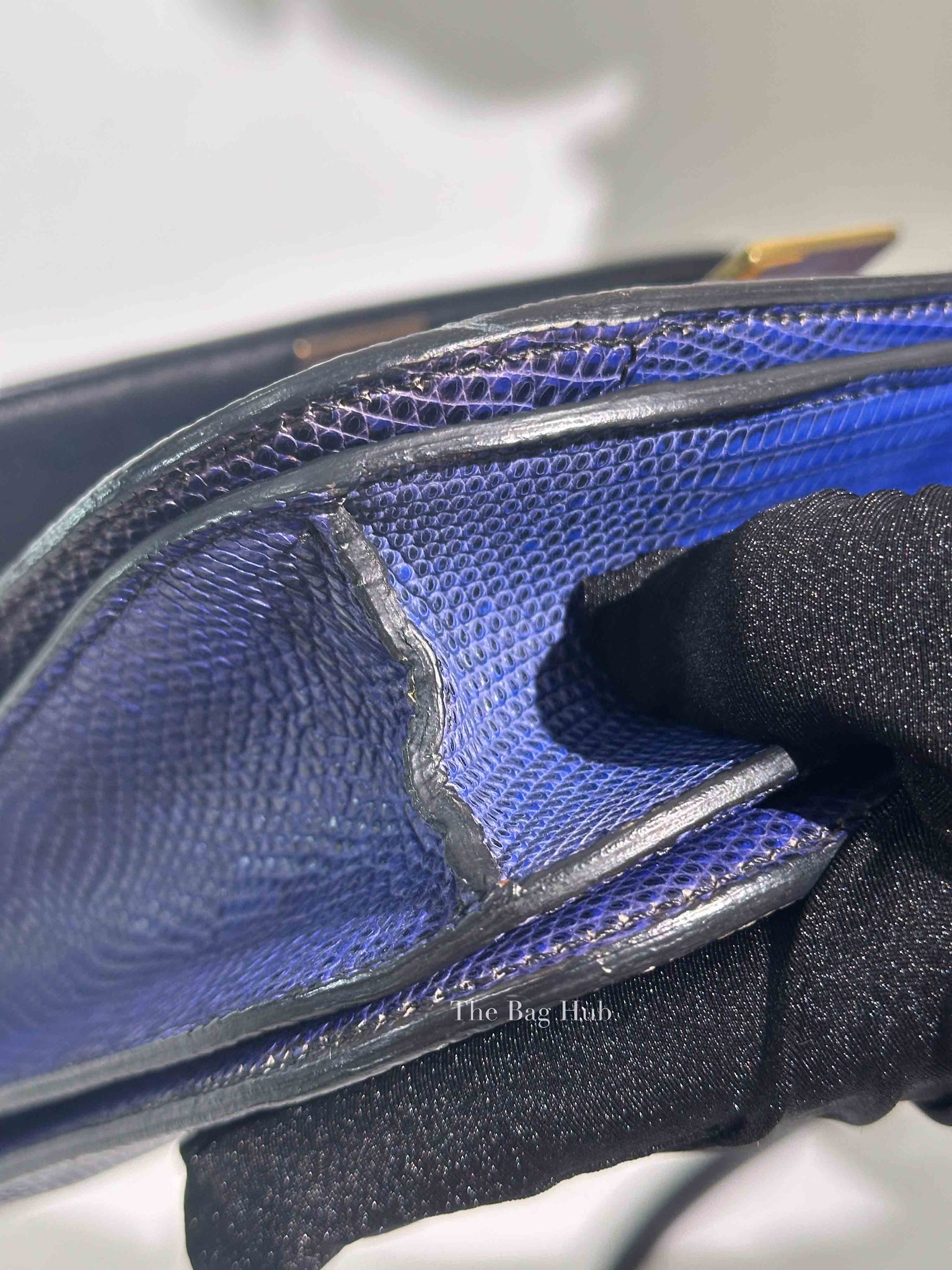 Celine Blue Lizard Classic Box Bag GHW