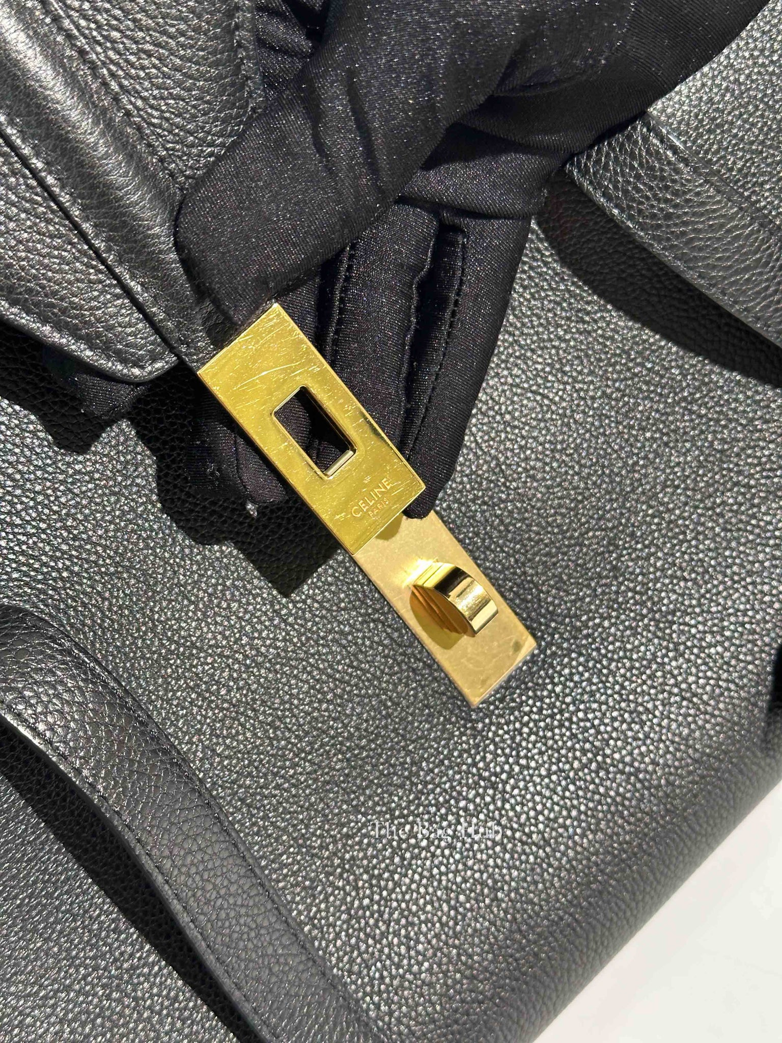 Celine Black Grained Calfskin Leather Medium Soft Bag GHW