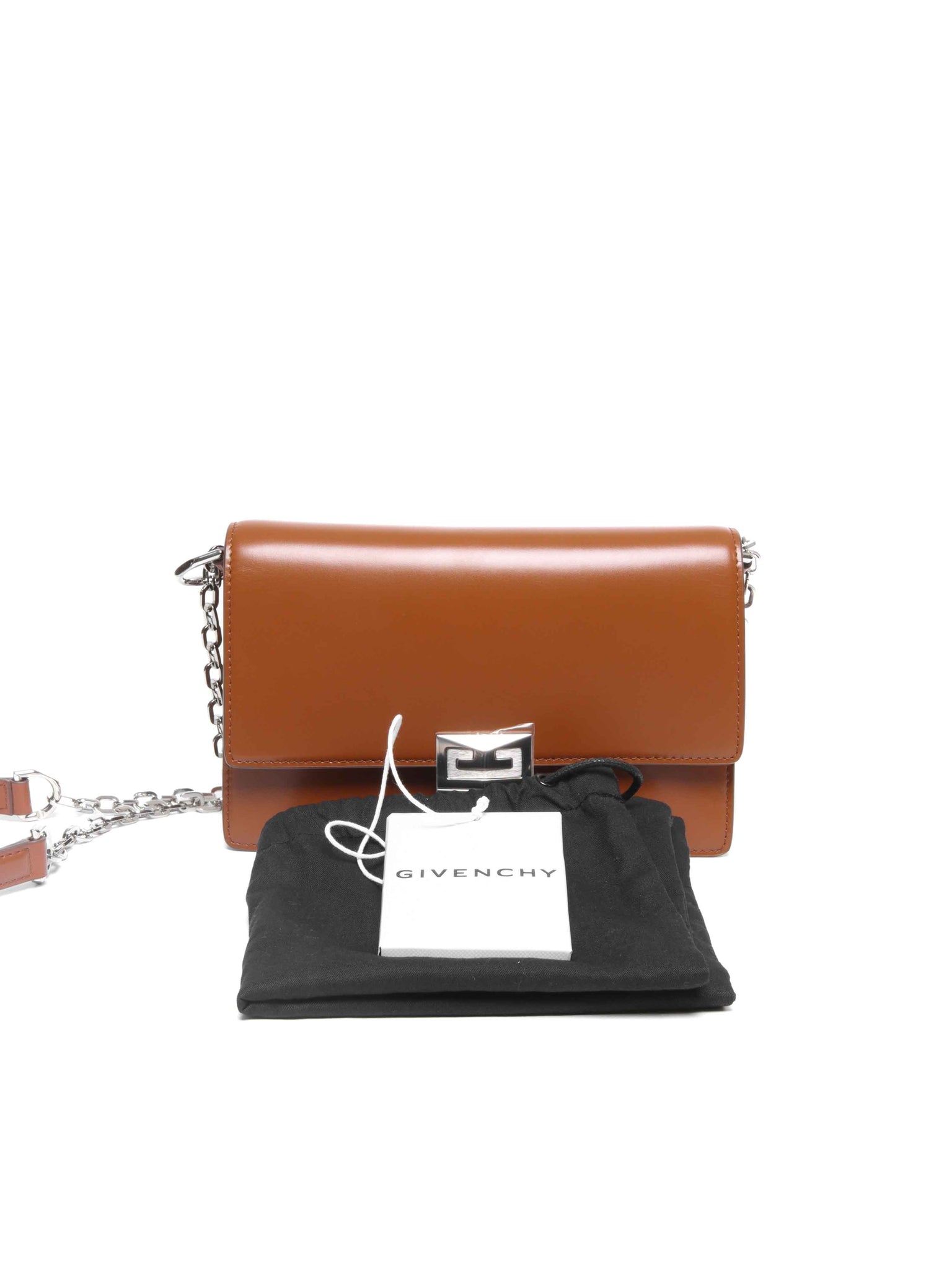 Givenchy Chestnut Calfskin Leather 4G Chain Small Shoulder Bag