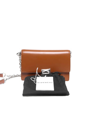 Givenchy Chestnut Calfskin Leather 4G Chain Small Shoulder Bag