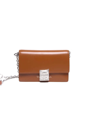 Givenchy Chestnut Calfskin Leather 4G Chain Small Shoulder Bag