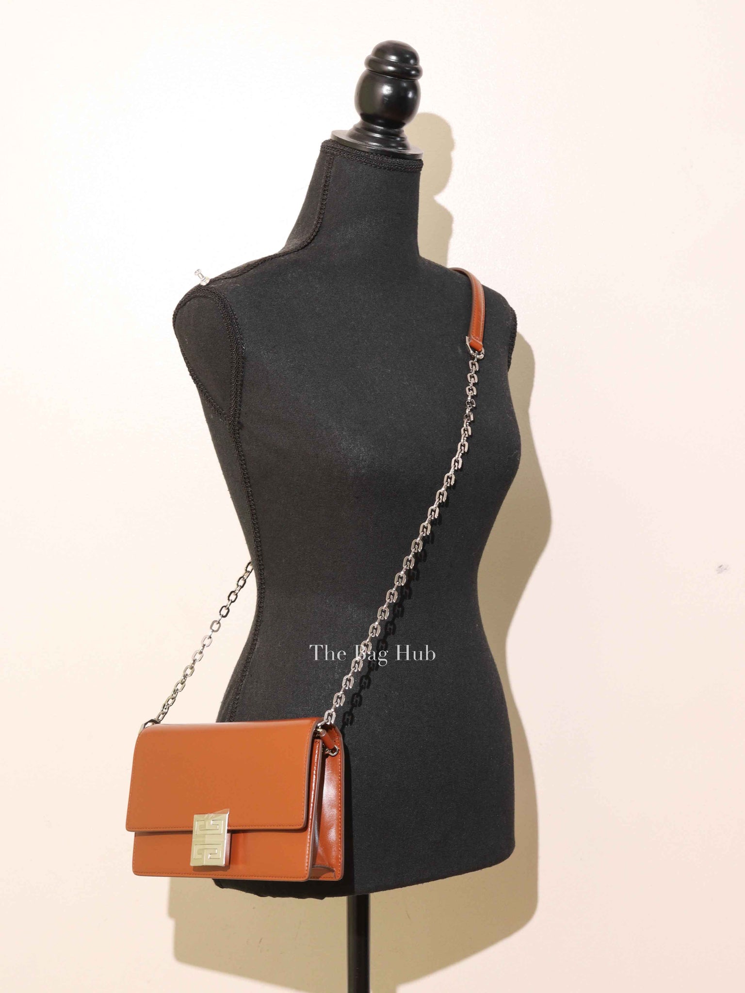 Givenchy Chestnut Calfskin Leather 4G Chain Small Shoulder Bag