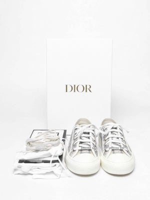 Dior Stone Gray Oblique Embroidered Cotton Walk'n'Dior Sneakers Size 36