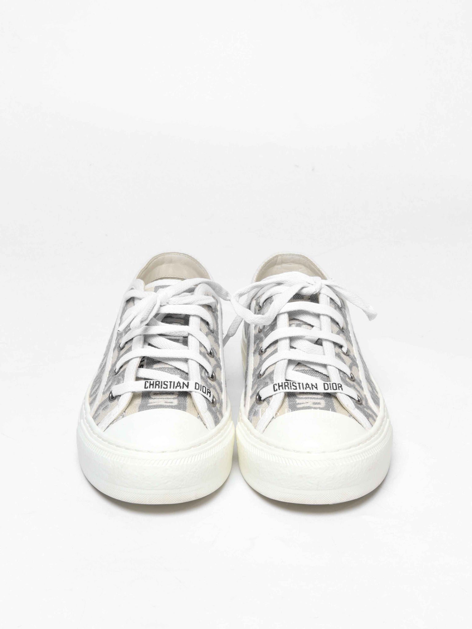Dior Stone Gray Oblique Embroidered Cotton Walk'n'Dior Sneakers Size 36