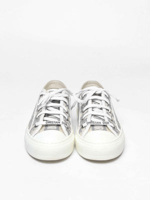 Dior Stone Gray Oblique Embroidered Cotton Walk'n'Dior Sneakers Size 36