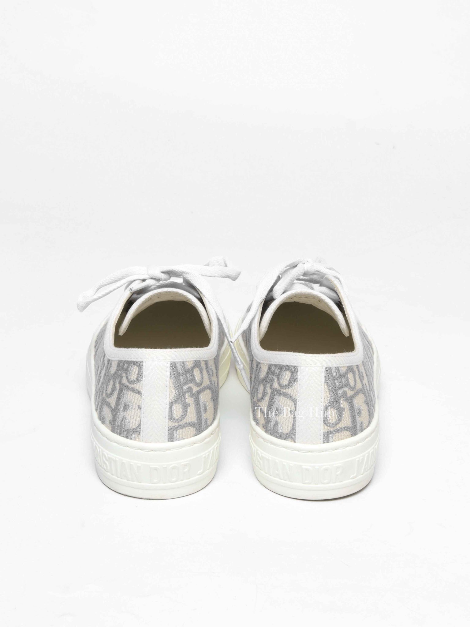 Dior Stone Gray Oblique Embroidered Cotton Walk'n'Dior Sneakers Size 36