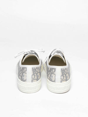Dior Stone Gray Oblique Embroidered Cotton Walk'n'Dior Sneakers Size 36