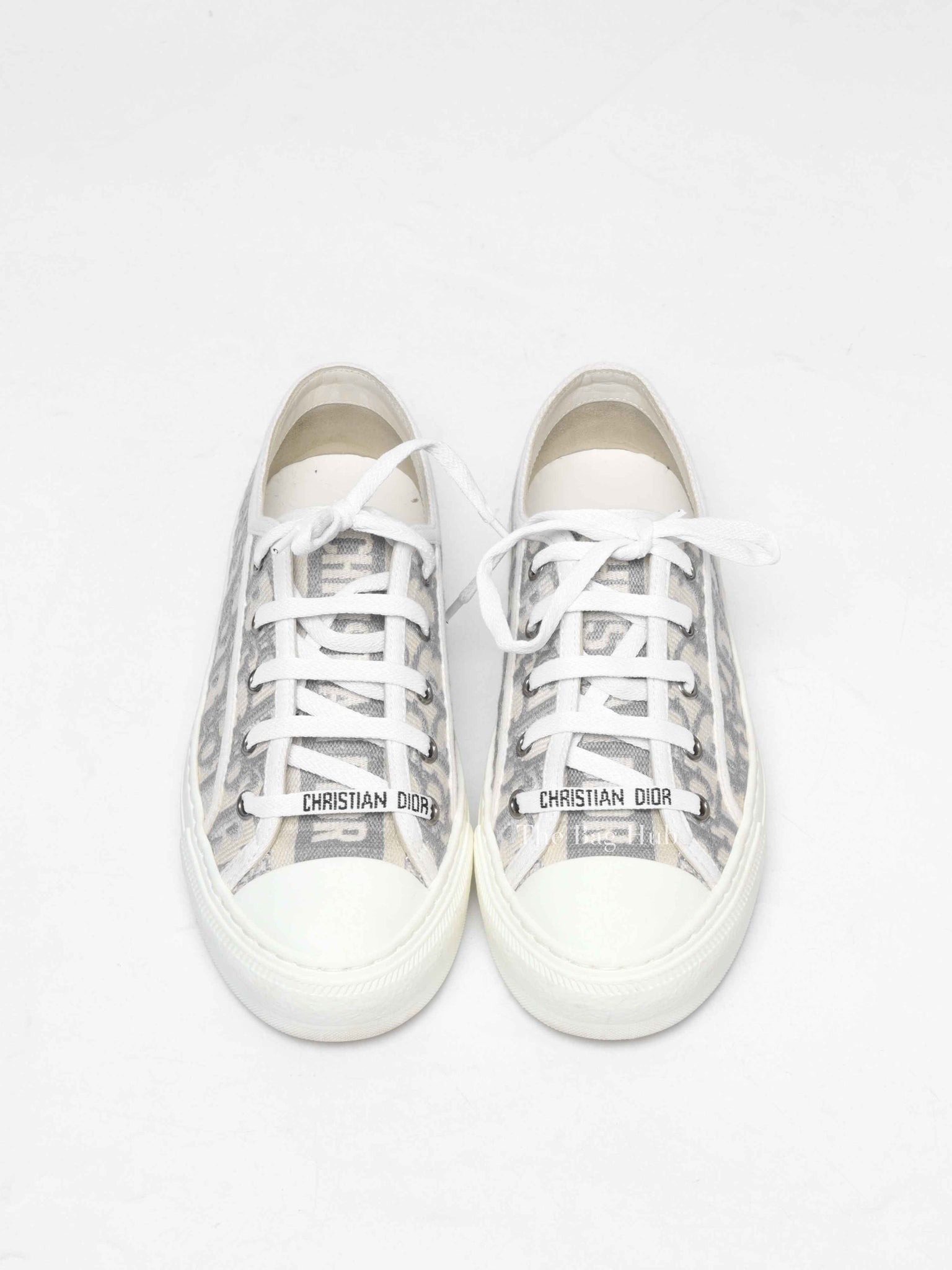 Dior Stone Gray Oblique Embroidered Cotton Walk'n'Dior Sneakers Size 36