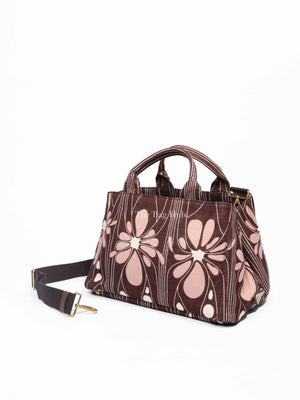 Prada Ciprea Tessuto Stampat Enameled Metal Triangle Tote Bag