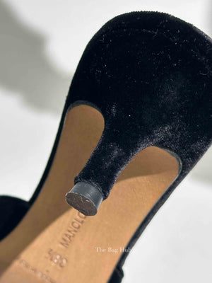 Manolo Blahnik Black Suede Copena Mules Sandal Size 38.5