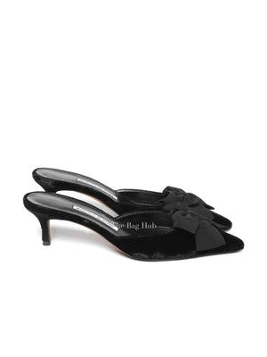 Manolo Blahnik Black Suede Copena Mules Sandal Size 38.5
