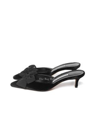 Manolo Blahnik Black Suede Copena Mules Sandal Size 38.5