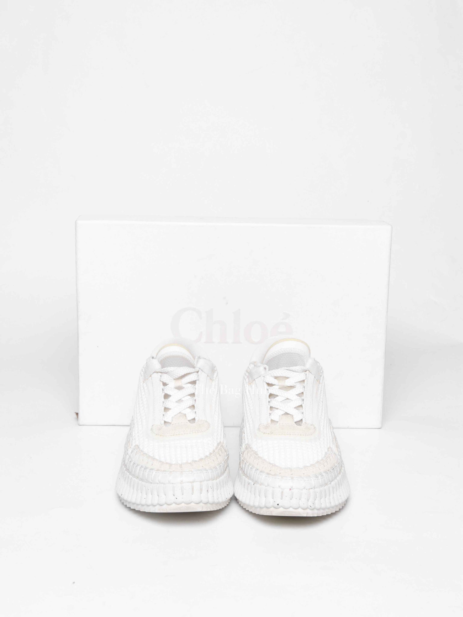 Chloe White Nylon/Polyester Nema Sneakers Size 38