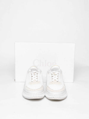 Chloe White Nylon/Polyester Nema Sneakers Size 38