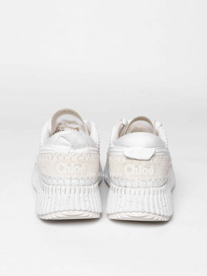 Chloe White Nylon/Polyester Nema Sneakers Size 38