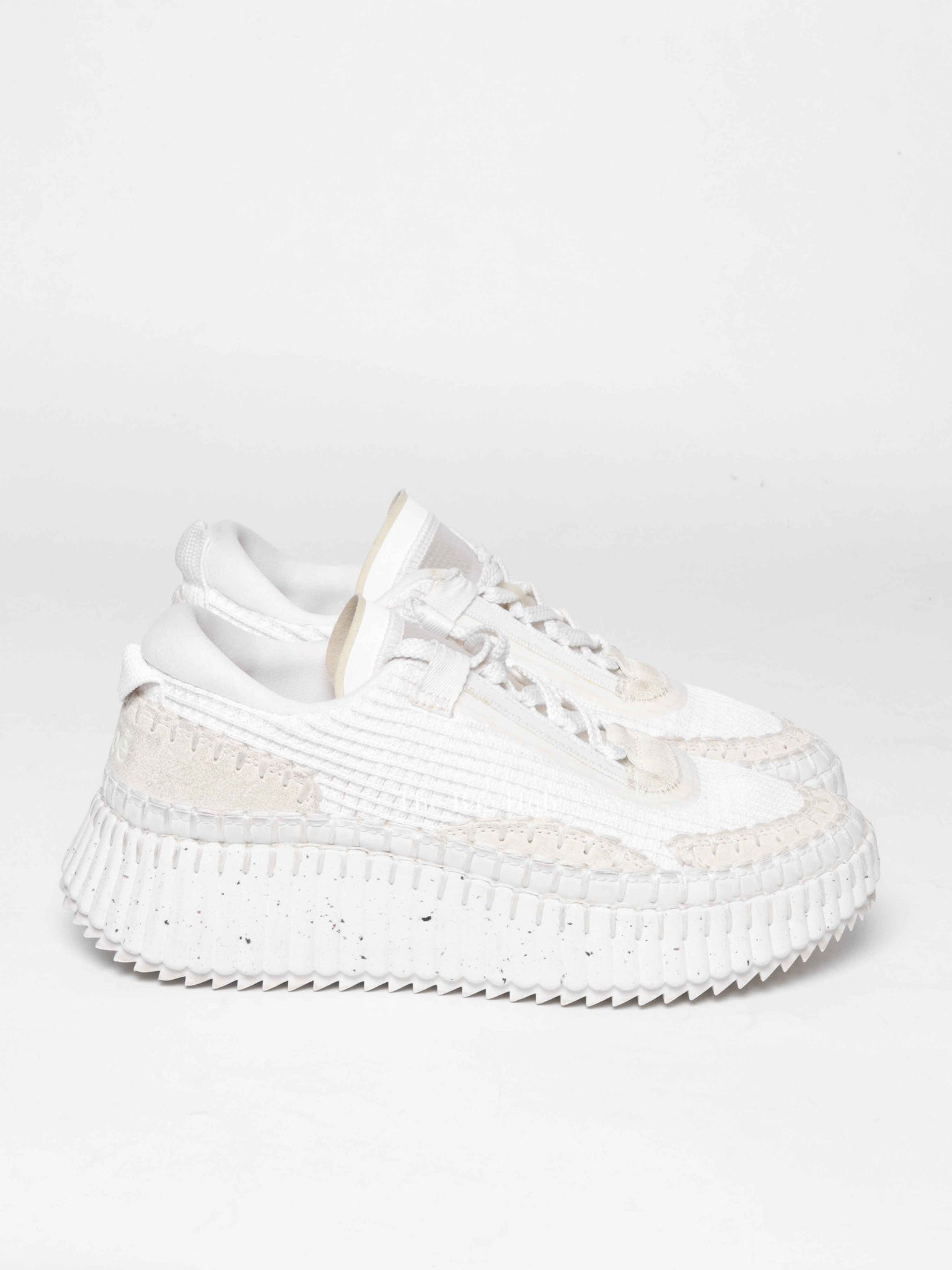 Chloe White Nylon/Polyester Nema Sneakers Size 38