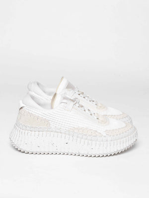 Chloe White Nylon/Polyester Nema Sneakers Size 38