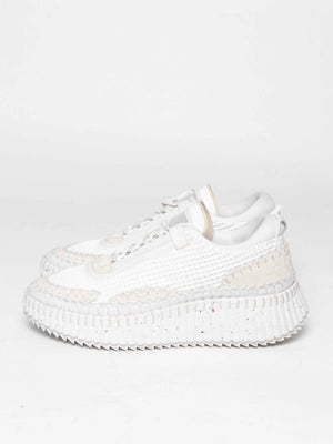 Chloe White Nylon/Polyester Nema Sneakers Size 38