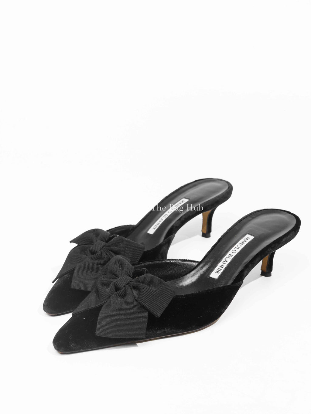 Manolo Blahnik Black Suede Copena Mules Sandal Size 38.5
