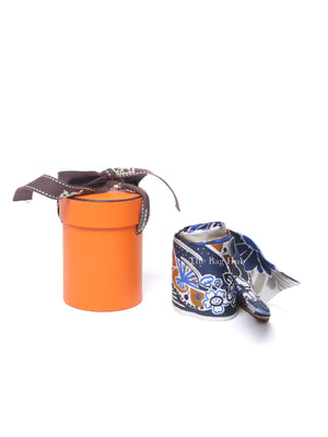 Hermes Marine/Tabac/Blanc Silk Bingata Twilly