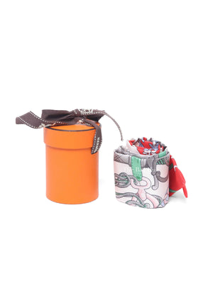 Hermes Grenadine/Blanc/Vert Silk Cliquetis Twilly