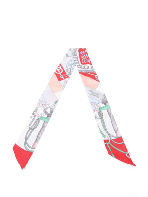 Hermes Grenadine/Blanc/Vert Silk Cliquetis Twilly