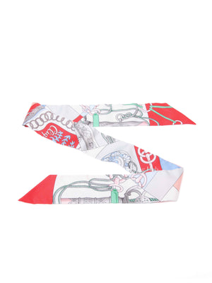 Hermes Grenadine/Blanc/Vert Silk Cliquetis Twilly