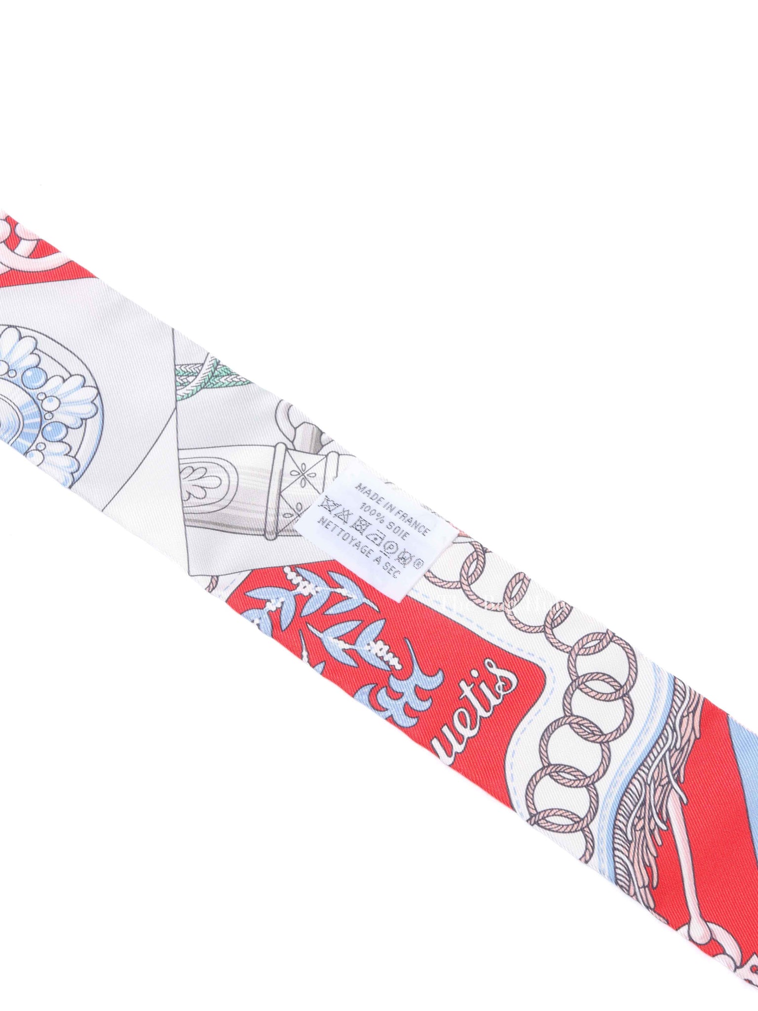 Hermes Grenadine/Blanc/Vert Silk Cliquetis Twilly