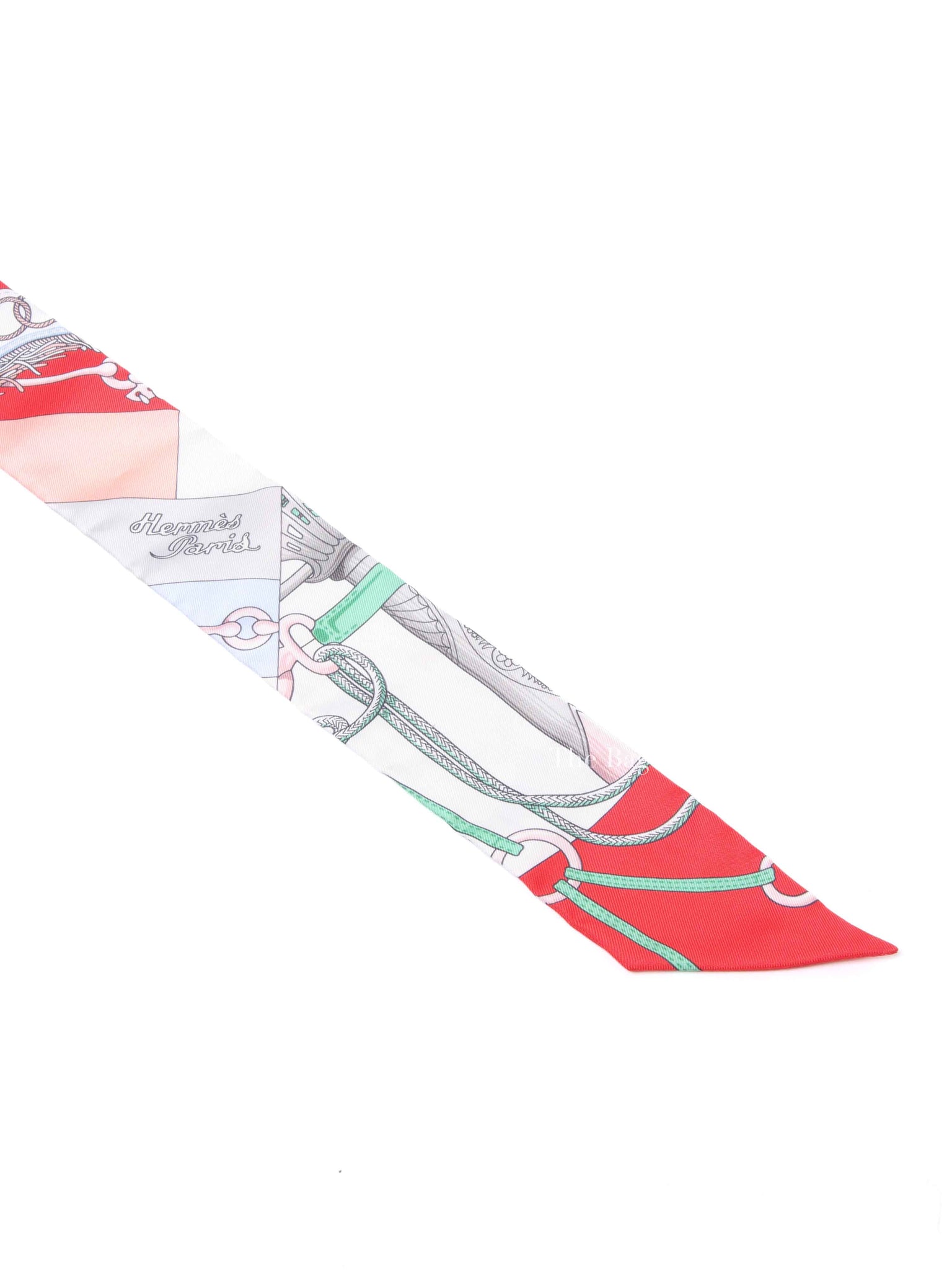Hermes Grenadine/Blanc/Vert Silk Cliquetis Twilly
