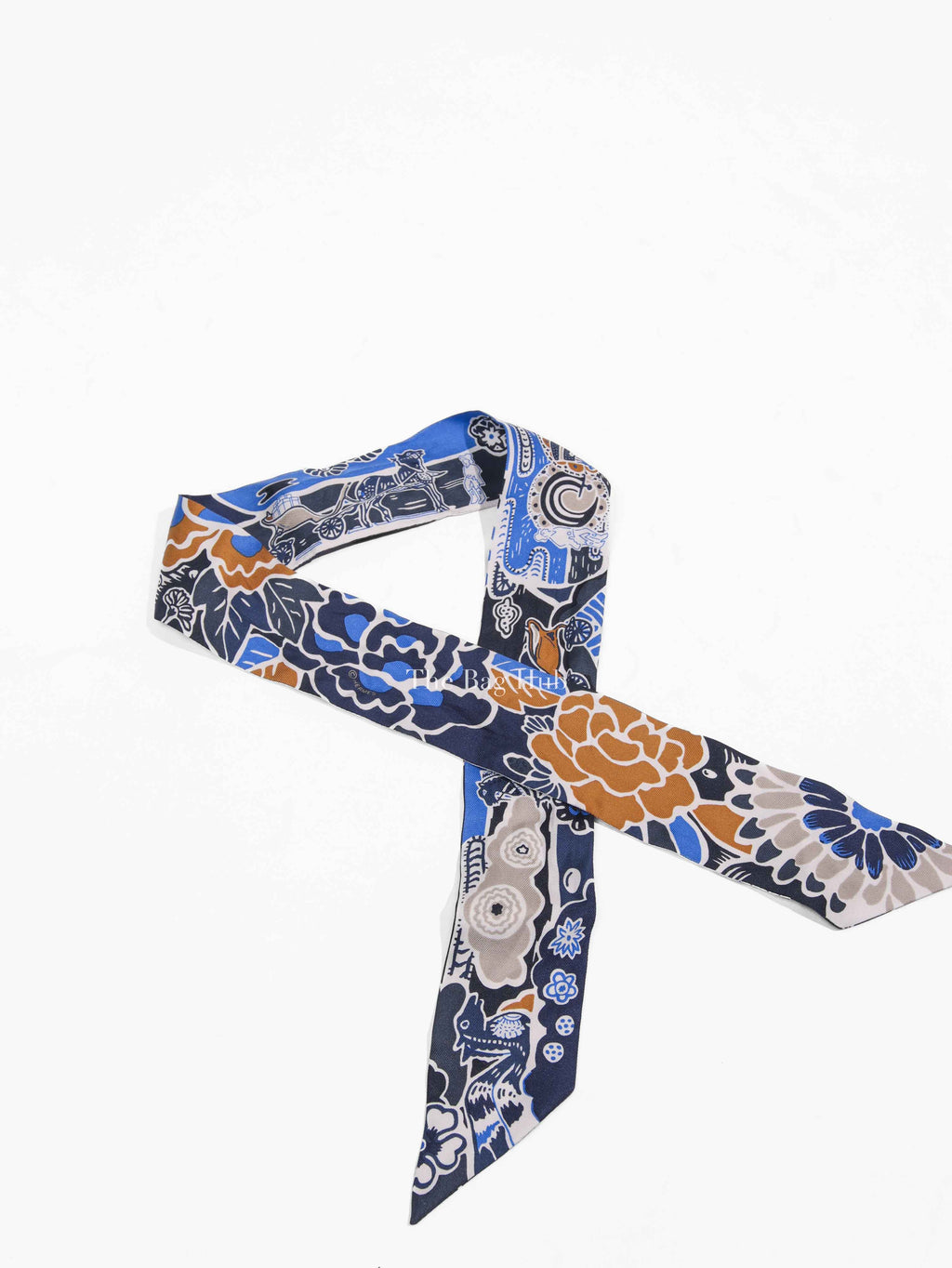 Hermes Marine/Tabac/Blanc Silk Bingata Twilly