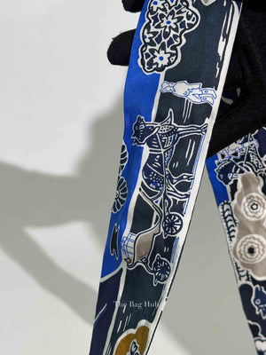 Hermes Marine/Tabac/Blanc Silk Bingata Twilly