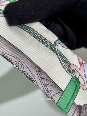 Hermes Grenadine/Blanc/Vert Silk Cliquetis Twilly