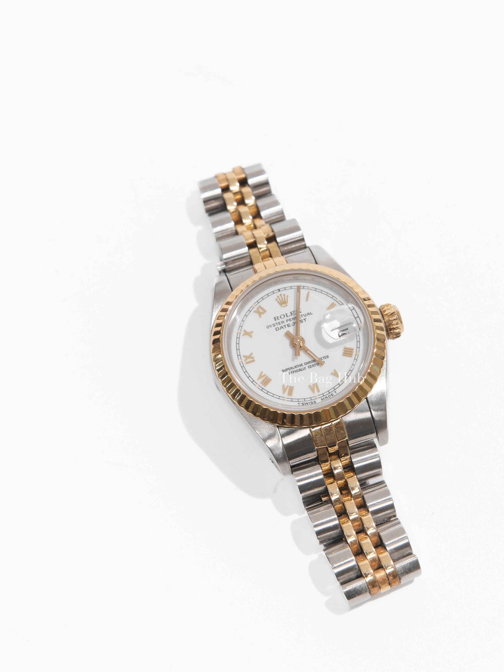 Rolex White Roma Dial Gold/Steel Oyster Perpetual Datejust 69173 Watch