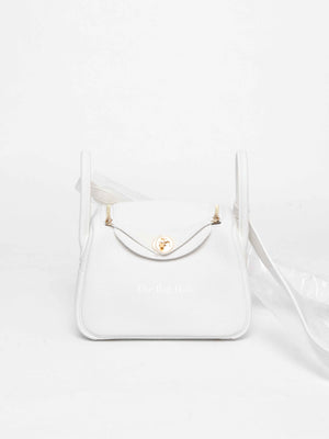 Hermes White Clemence Mini Lindy GHW