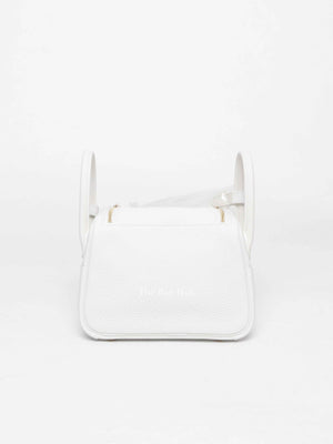 Hermes White Clemence Mini Lindy GHW
