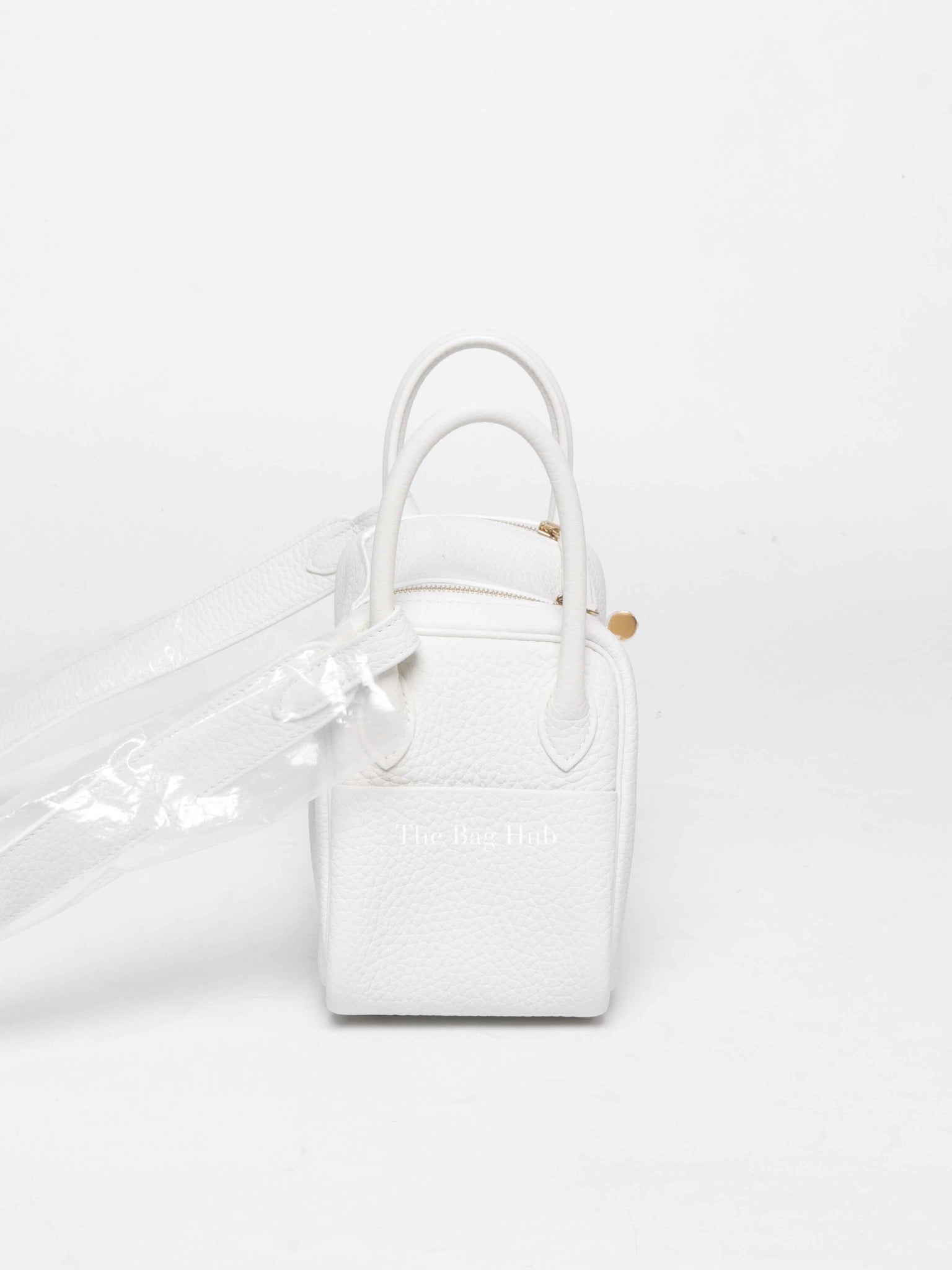 Hermes White Clemence Mini Lindy GHW