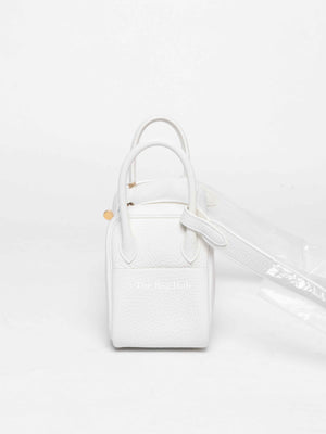 Hermes White Clemence Mini Lindy GHW