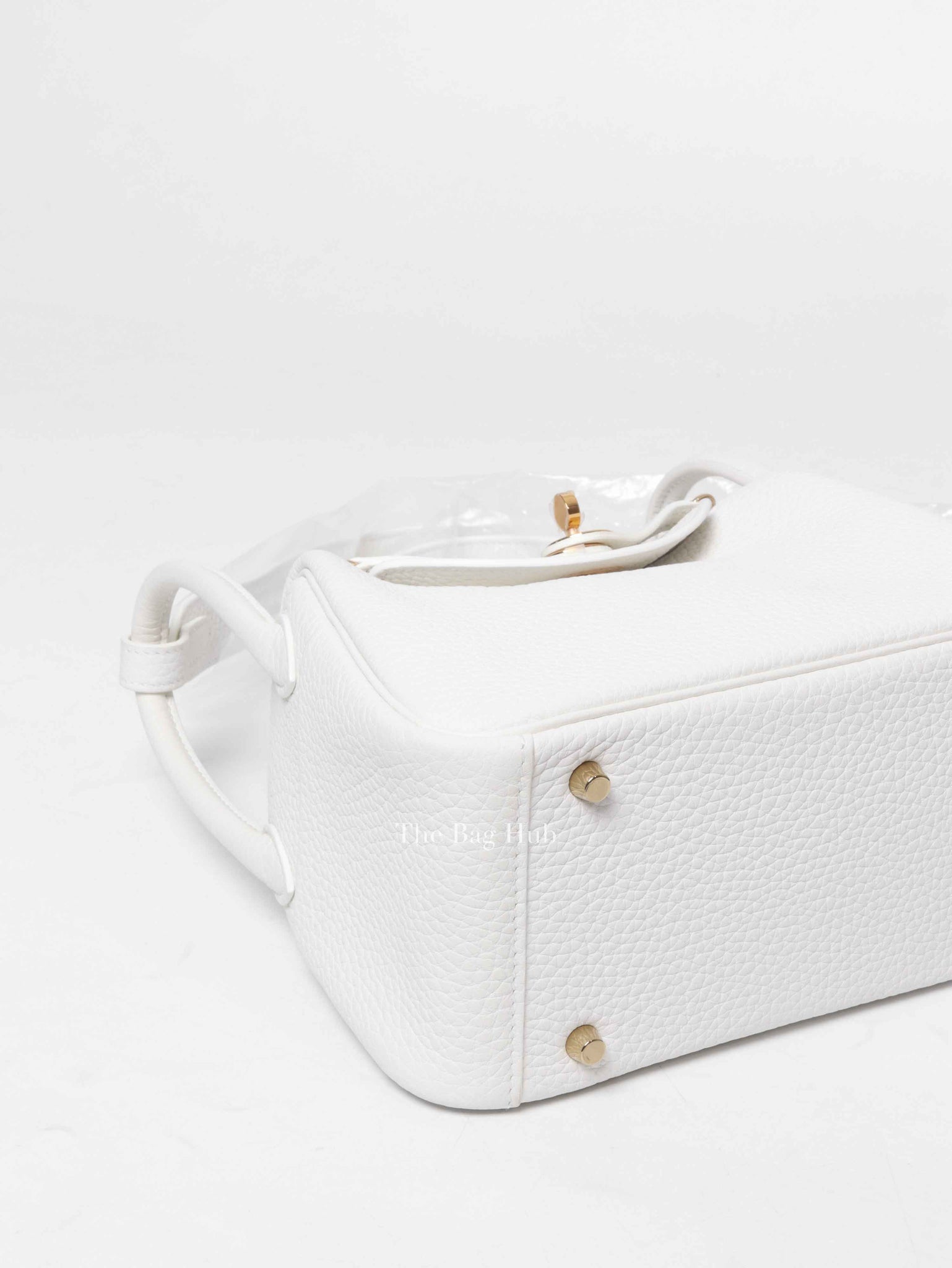 Hermes White Clemence Mini Lindy GHW
