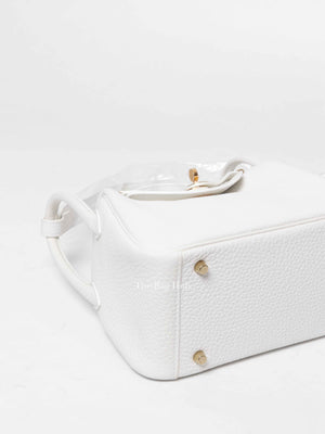 Hermes White Clemence Mini Lindy GHW