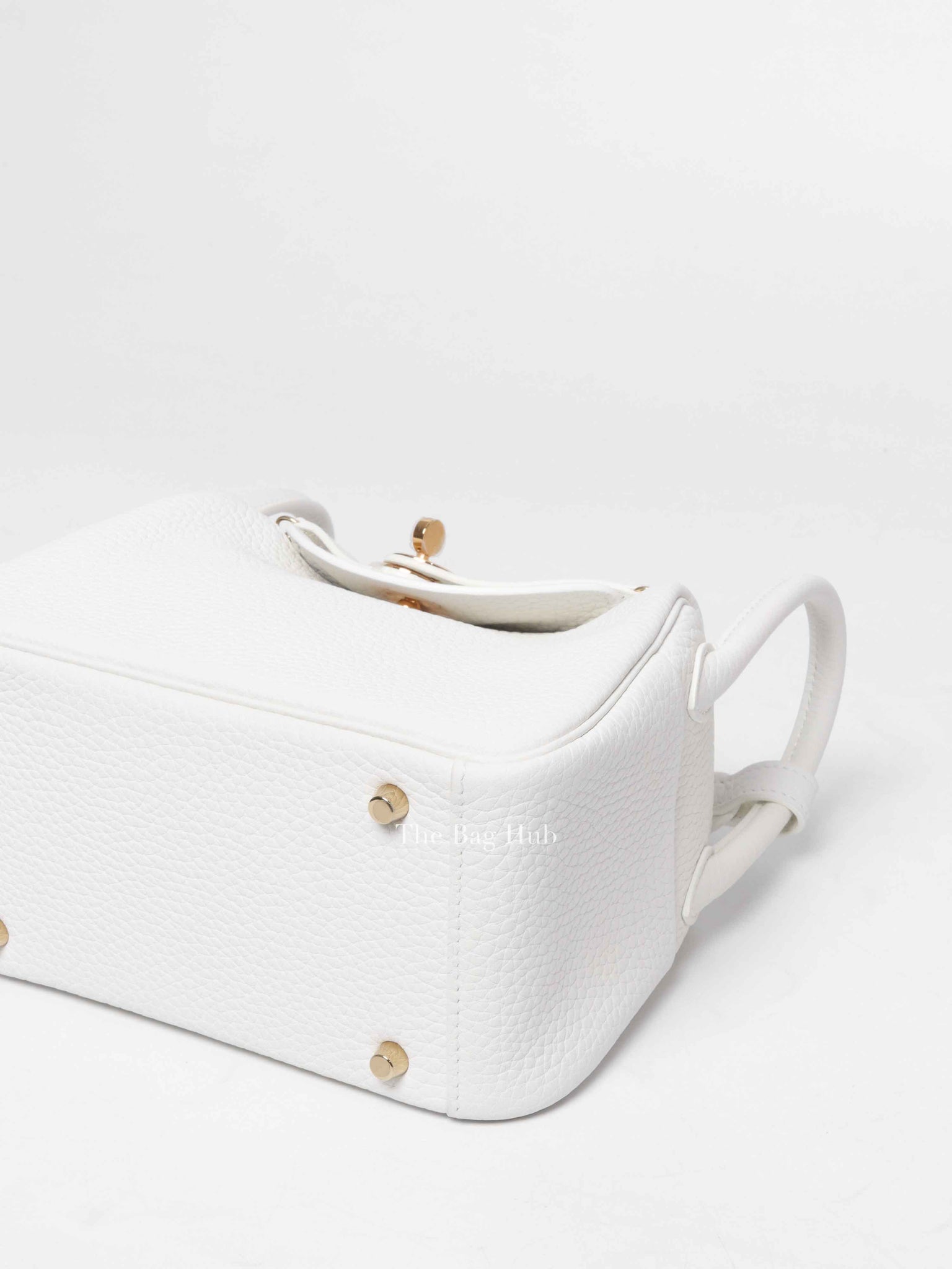 Hermes White Clemence Mini Lindy GHW
