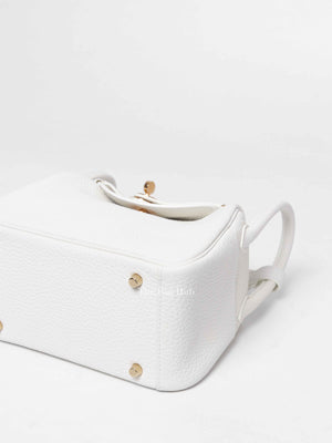 Hermes White Clemence Mini Lindy GHW