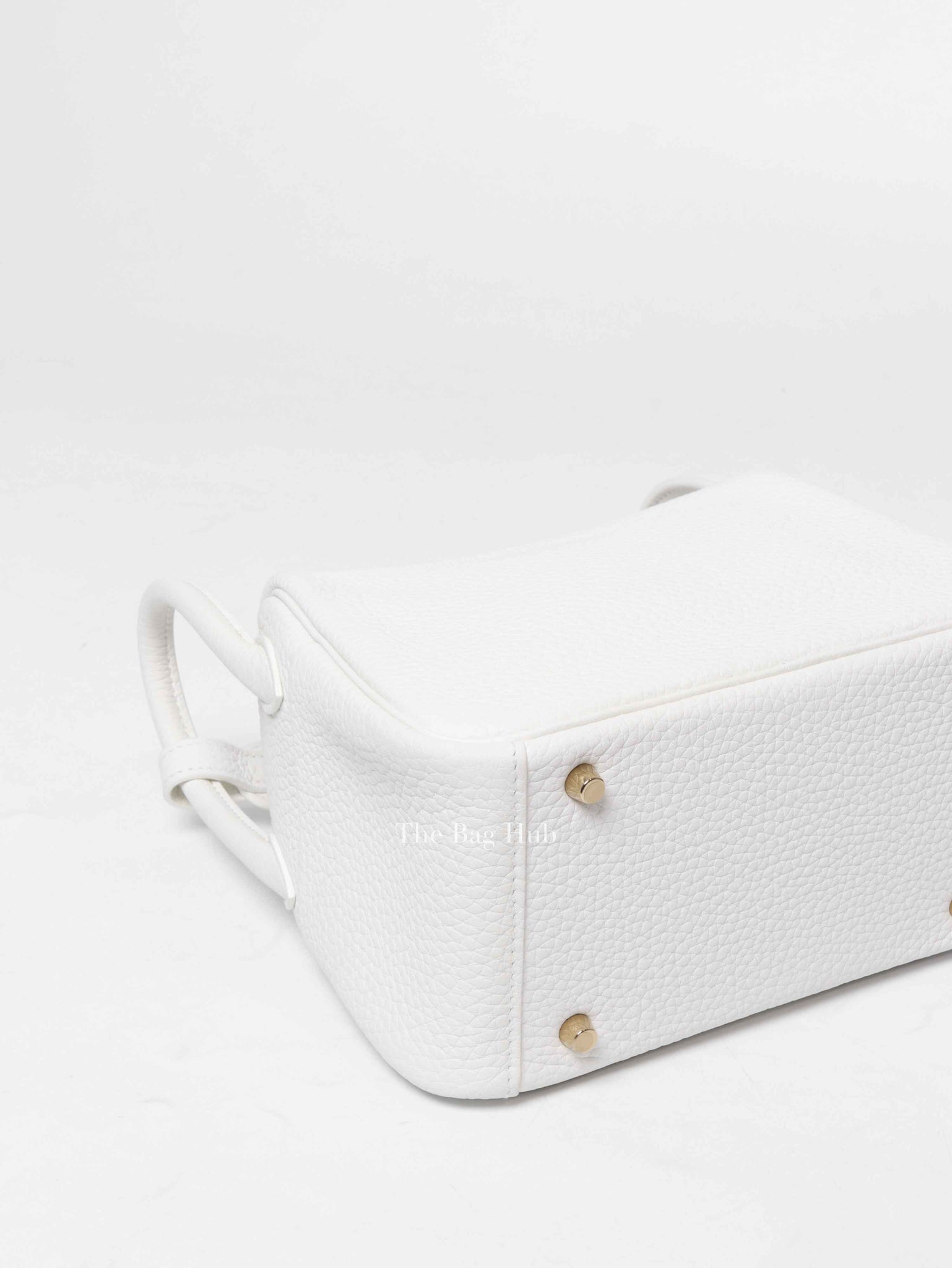 Hermes White Clemence Mini Lindy GHW