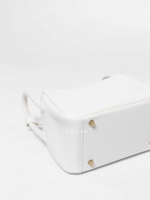 Hermes White Clemence Mini Lindy GHW
