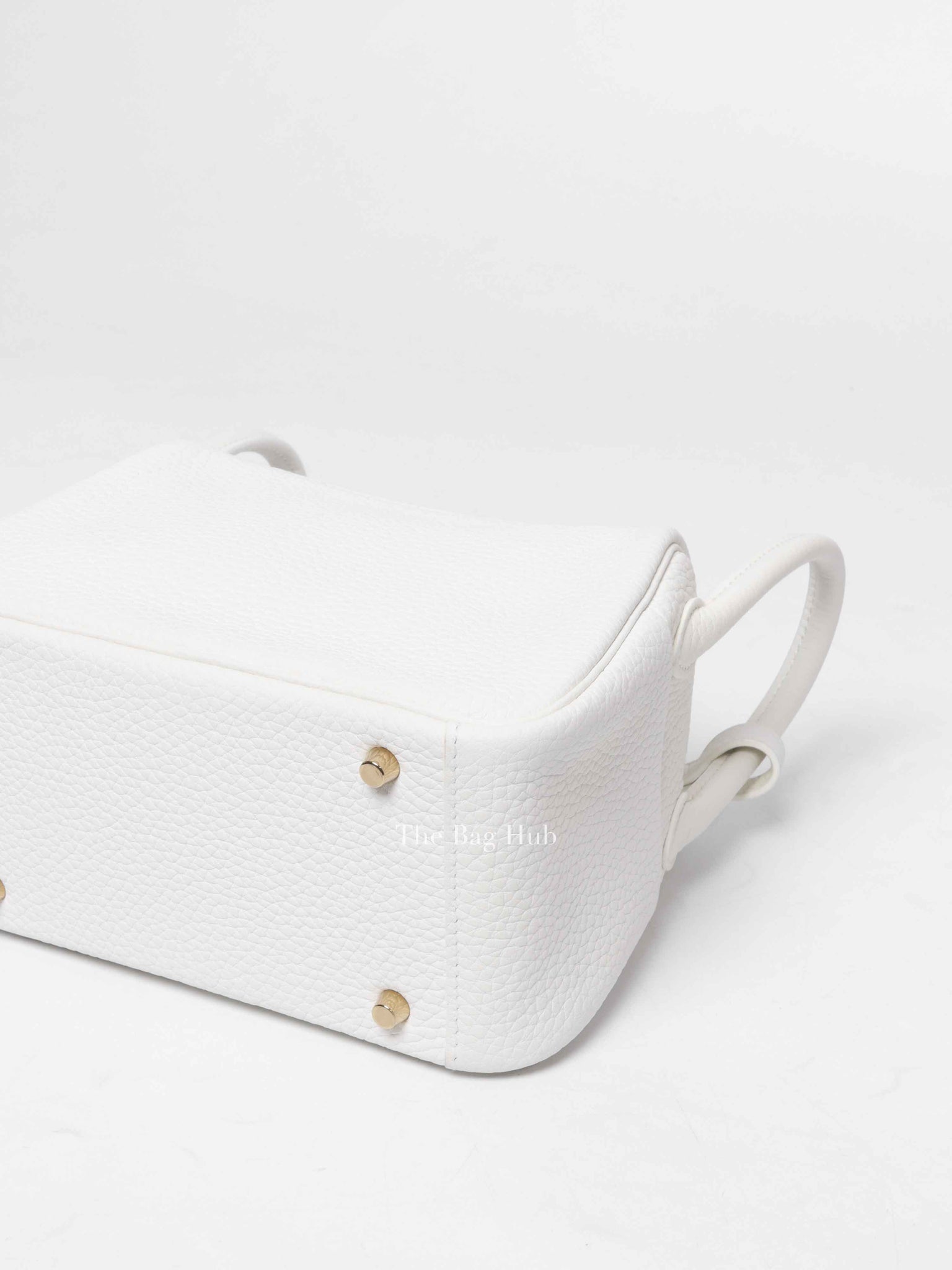 Hermes White Clemence Mini Lindy GHW