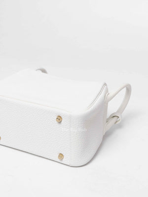 Hermes White Clemence Mini Lindy GHW