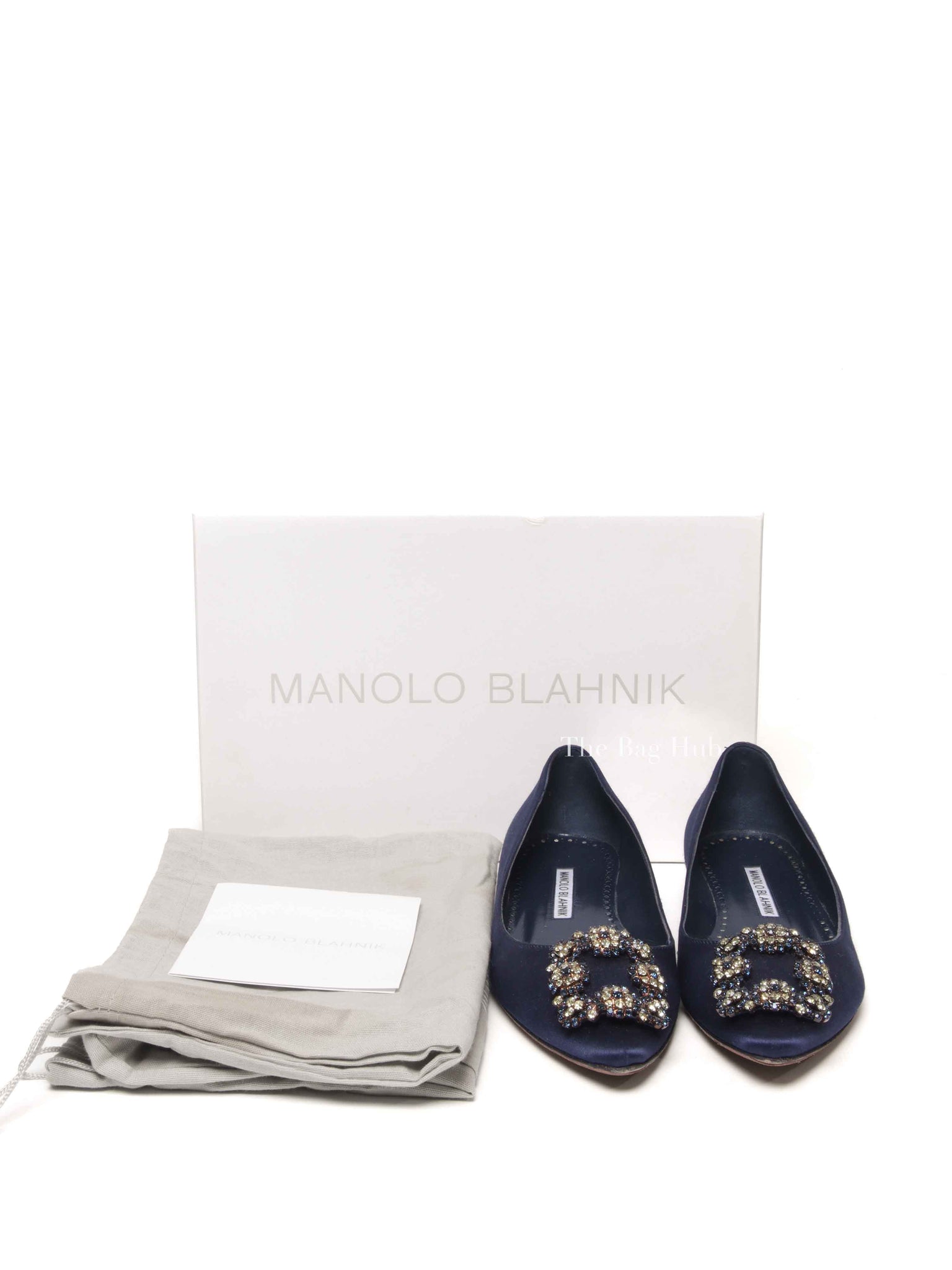 Manolo Blahnik Navy Blue Hangisi Flats Size 36