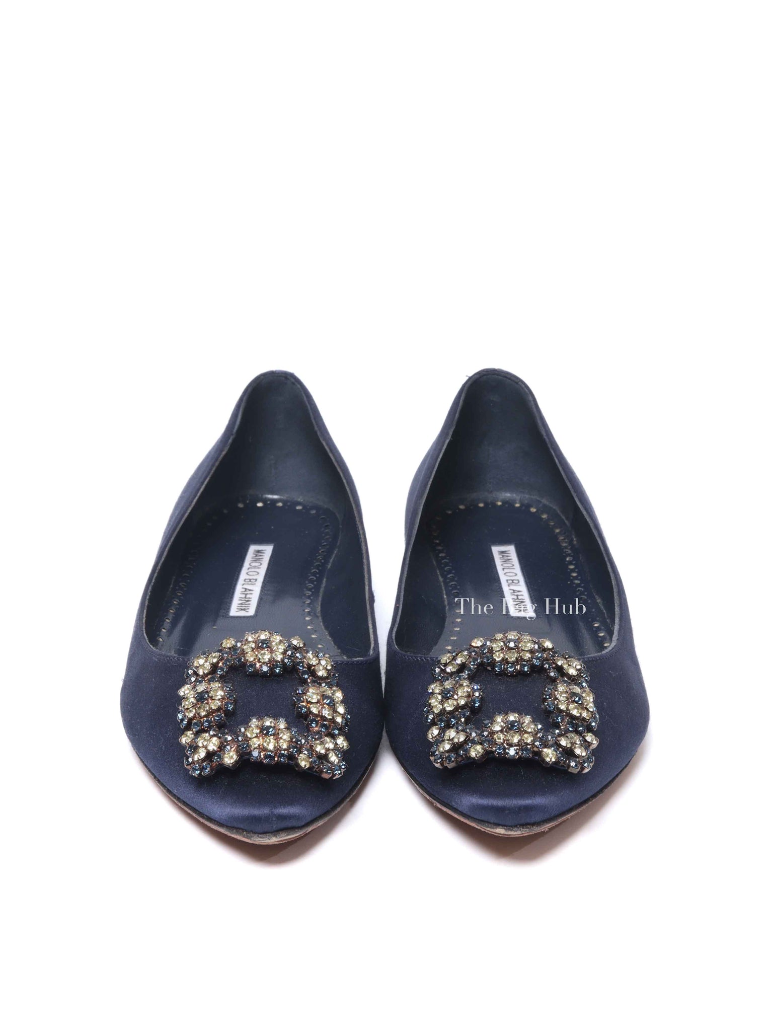 Manolo Blahnik Navy Blue Hangisi Flats Size 36