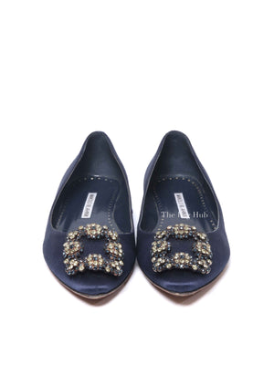 Manolo Blahnik Navy Blue Hangisi Flats Size 36