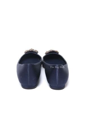 Manolo Blahnik Navy Blue Hangisi Flats Size 36