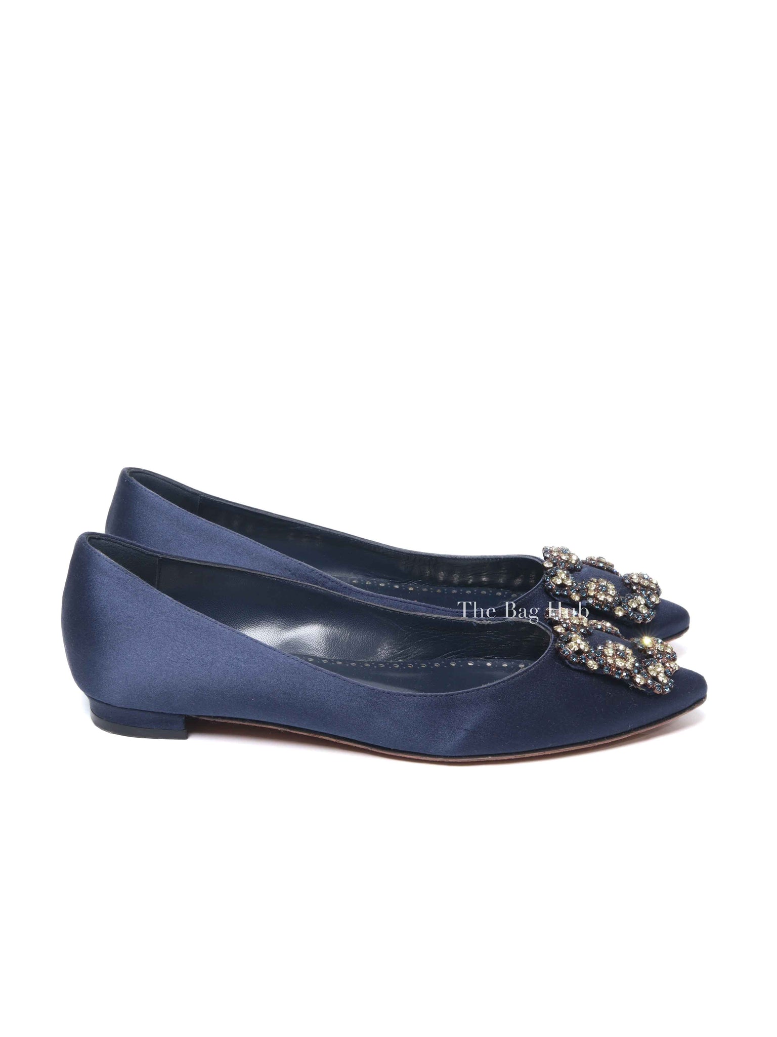 Manolo Blahnik Navy Blue Hangisi Flats Size 36